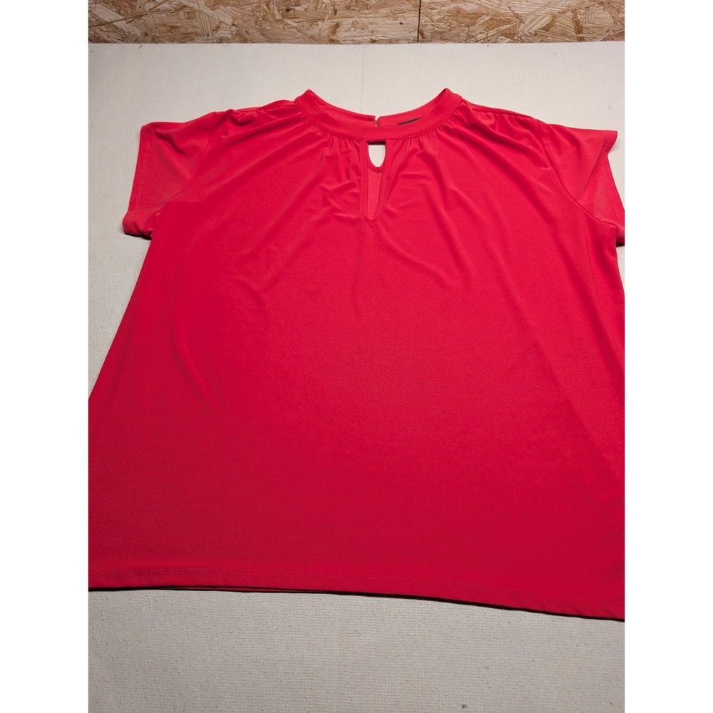 Halogen Women's Size XL Red Blouse Cap Sleeves Polyester Blend Keyhole Front